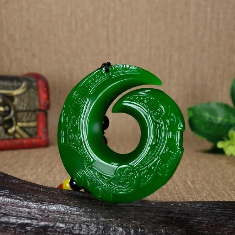 Green Jade Dragon Pendant Necklace