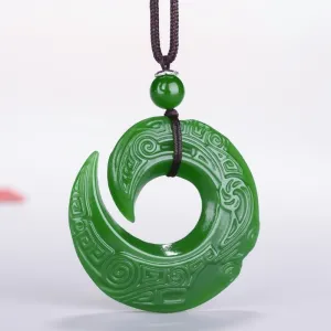 Green Jade Dragon Pendant Necklace