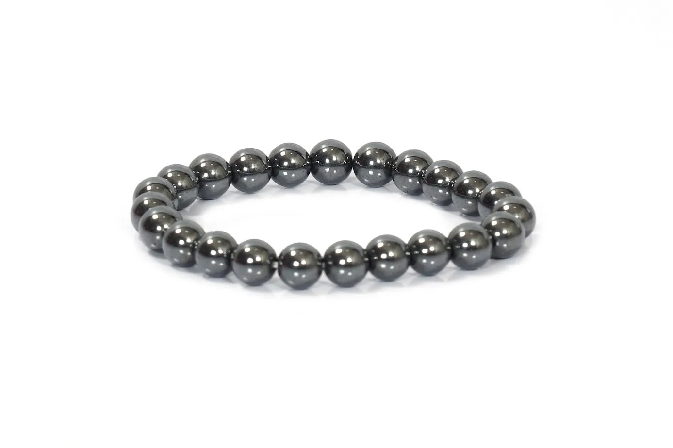 Grey Hematite Bracelet - 8mm Round Beads