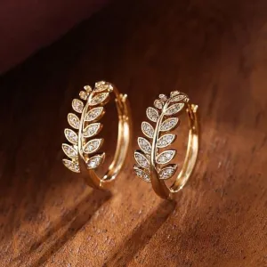 Hallmark Silver Zirconia Decor Leaf Design Earrings