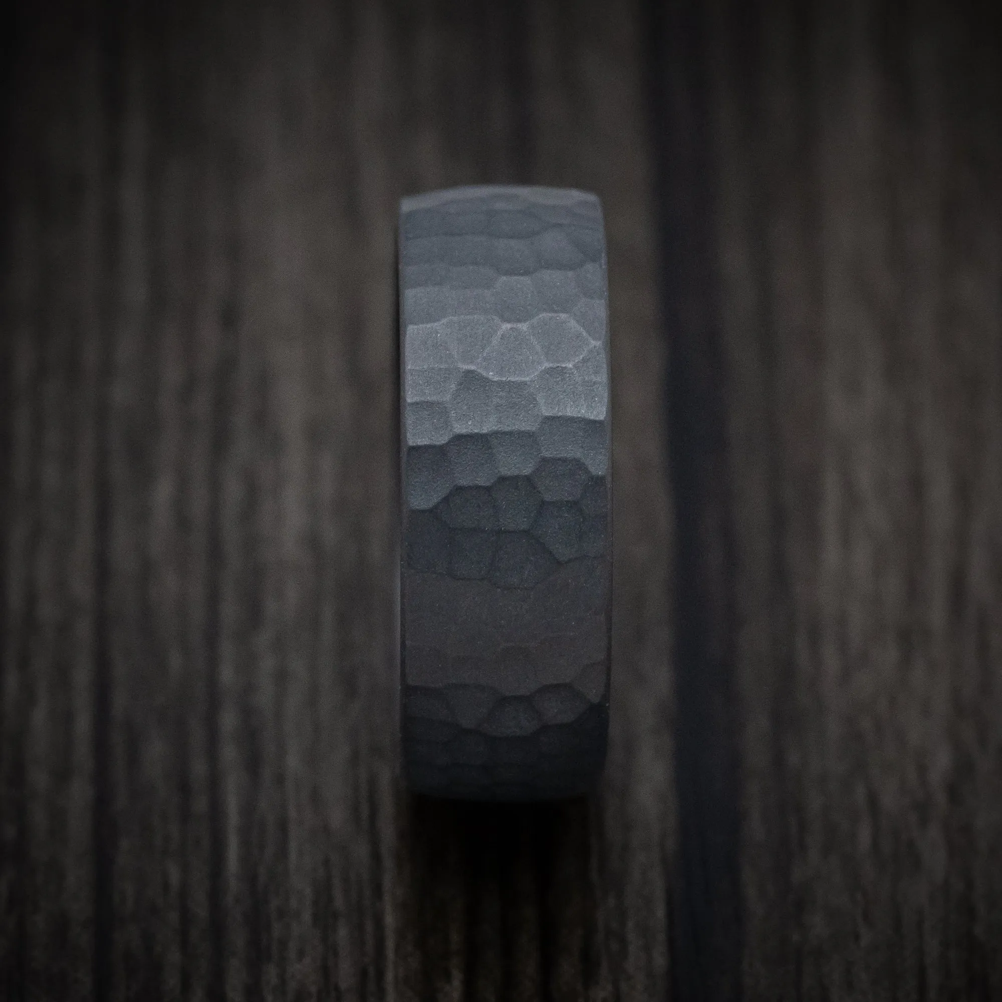 Hammered Darkened Tantalum Mens Ring