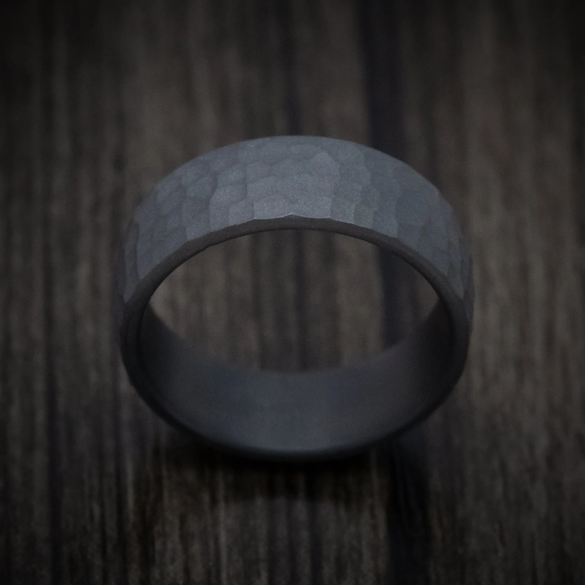 Hammered Darkened Tantalum Mens Ring
