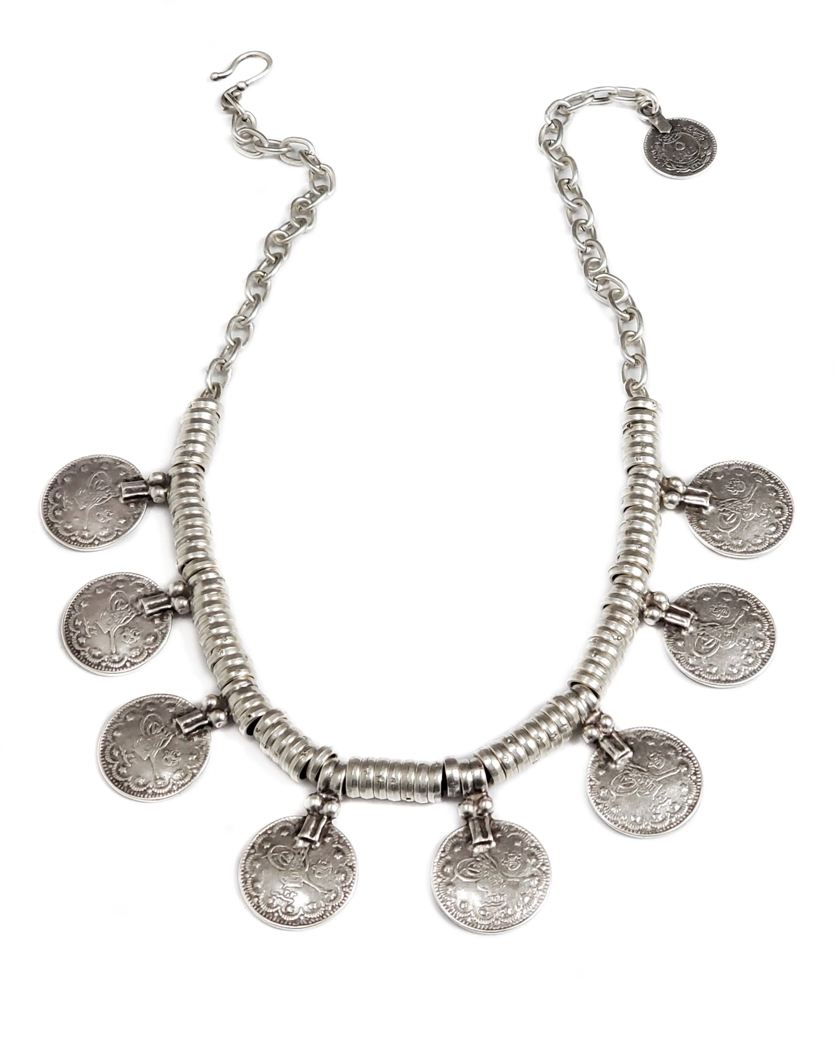 Handmade Old Coin Pewter Necklace