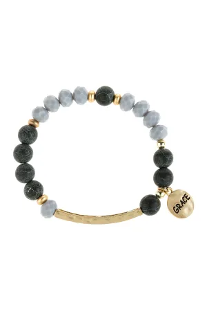 HDB3005 - "GRACE" MIXED BEADS CHARM BRACLET