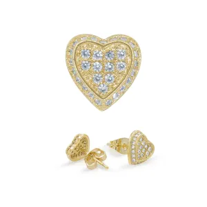 Heart 6 Cubic Zirconia Earrings 14K Gold Filled Silver Hip Hop Studs Jewelry Women