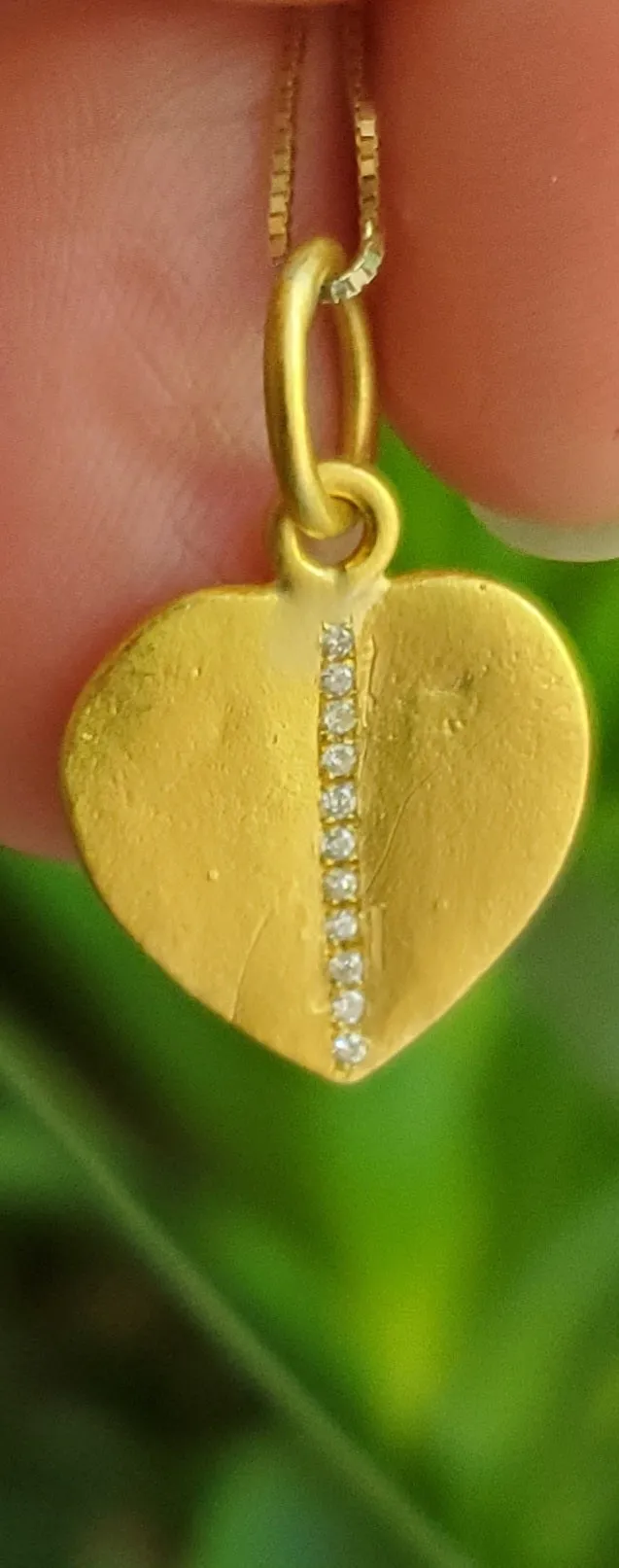 Heart Leaf 24K Gold Diamond Pendant