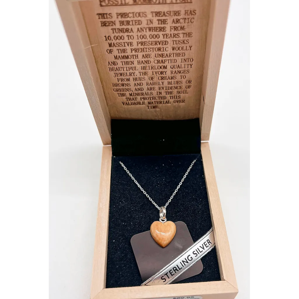 Heart Mammoth Ivory Sterling Silver Pendant 12mm