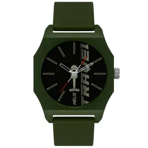 Helix By Timex Black Octagon Analog Silicone Watch Men -TW041HG15