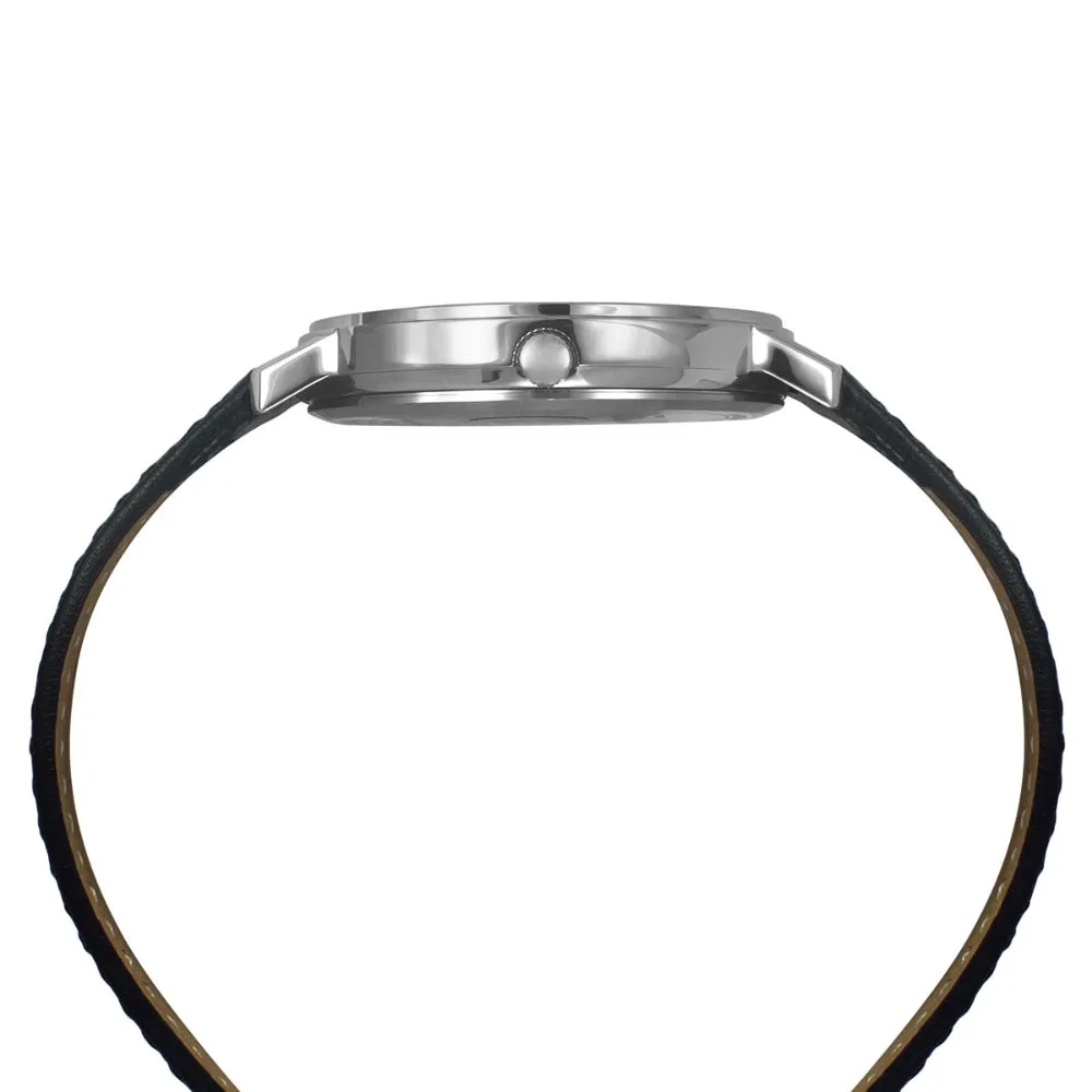 Helix By Timex Black Round Analog Leather Watch Men -TW056HG00