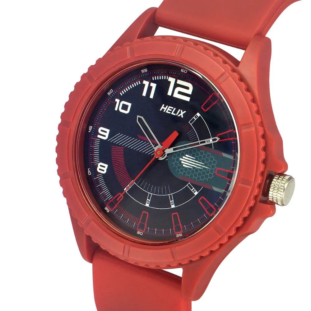 Helix By Timex Black Round Analog Silicone Watch Men -TW033HG15
