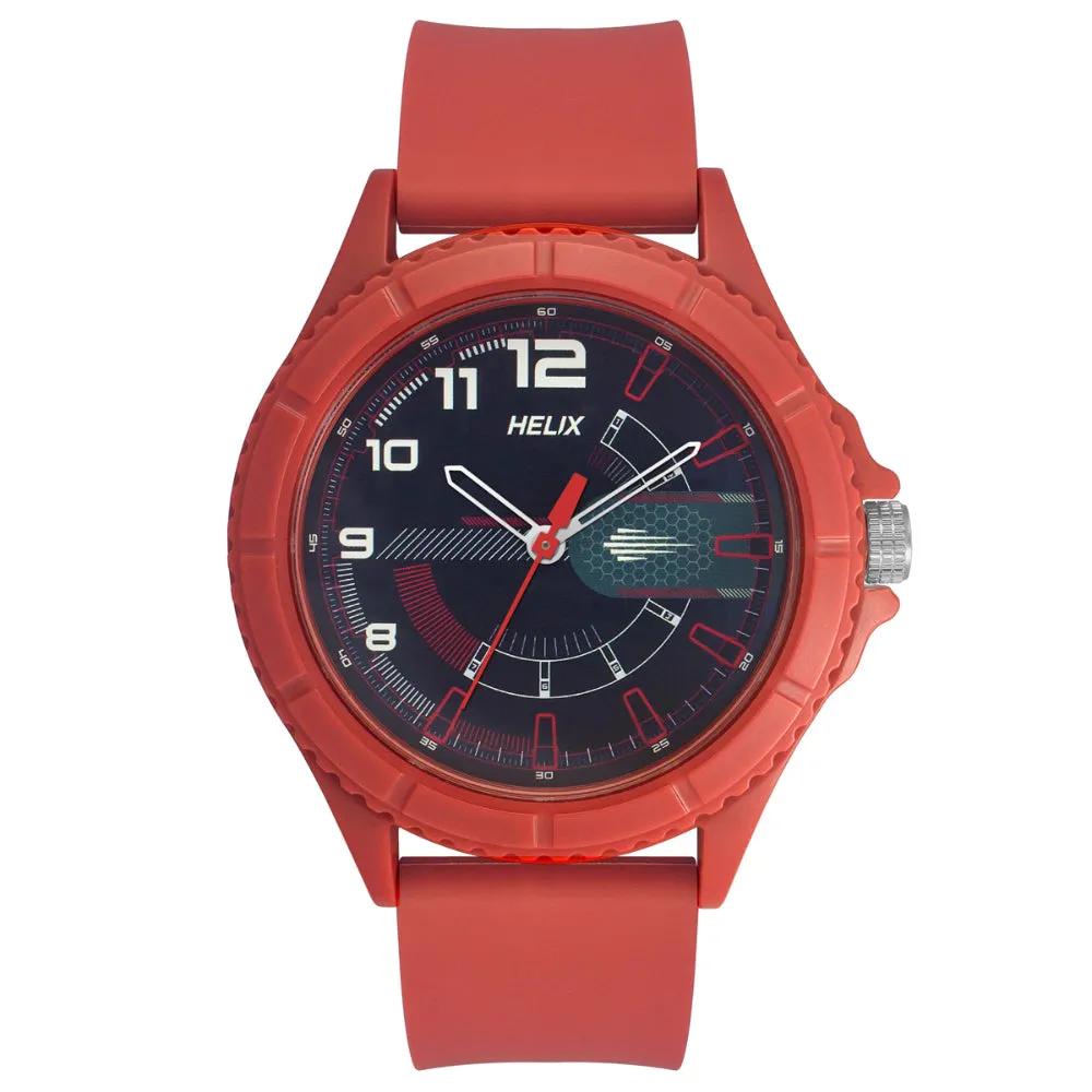 Helix By Timex Black Round Analog Silicone Watch Men -TW033HG15