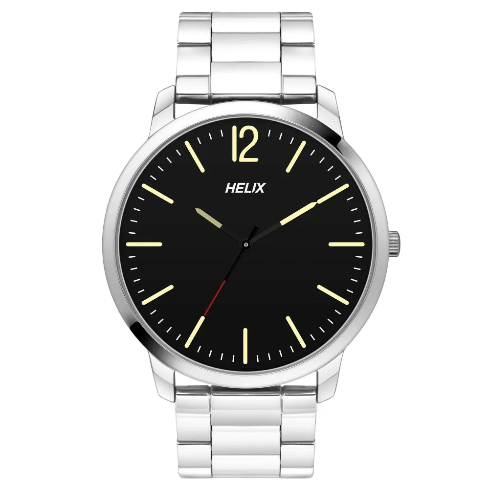 Helix By Timex Black Round Analog Stainless Steel Watch Men -TW039HG11