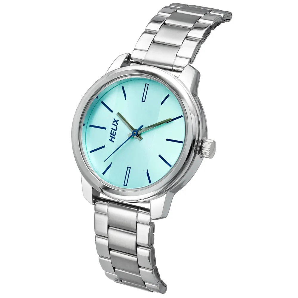 Helix By Timex Blue Round Analog Brass Watch Women -TW048HL06