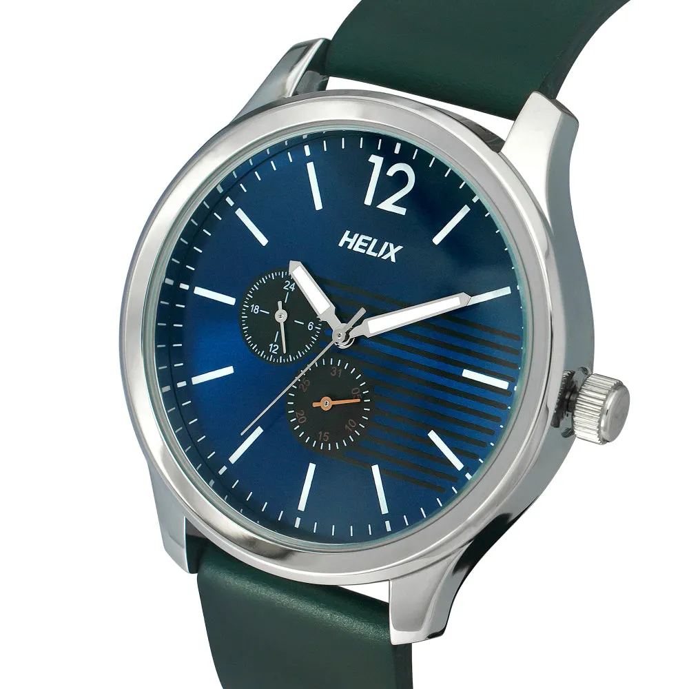 Helix By Timex Blue Round Analog Leather Watch Men -TW043HG11