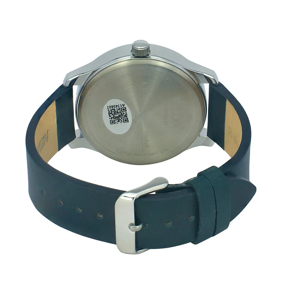 Helix By Timex Blue Round Analog Leather Watch Men -TW043HG11