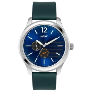 Helix By Timex Blue Round Analog Leather Watch Men -TW043HG11
