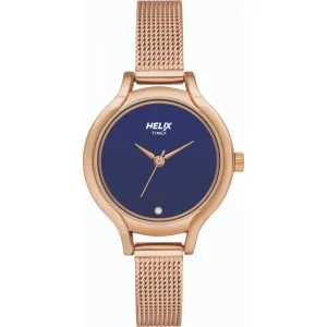 Helix By Timex Blue Round Analog Stainless Steel Watch Women -TW027HL13