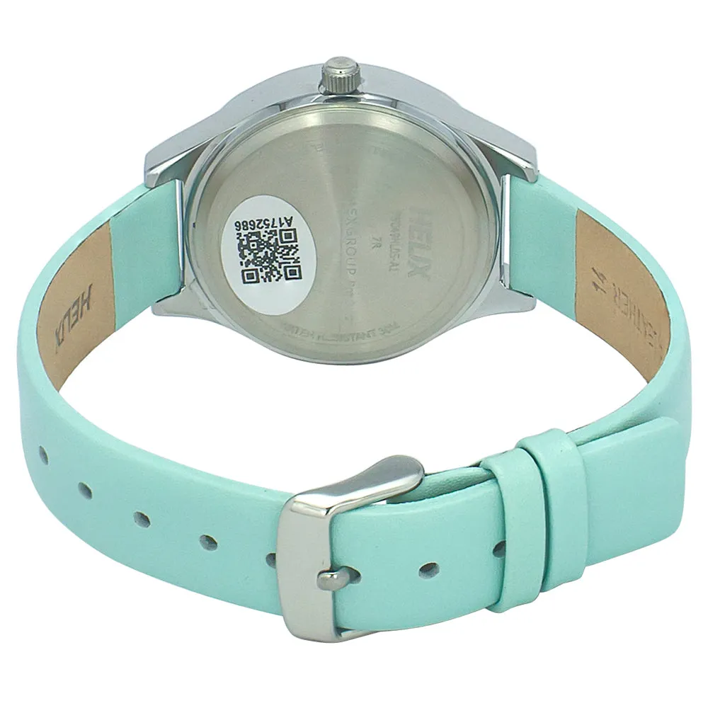 Helix By Timex Green Round Analog Leather Watch Women -TW049HL05