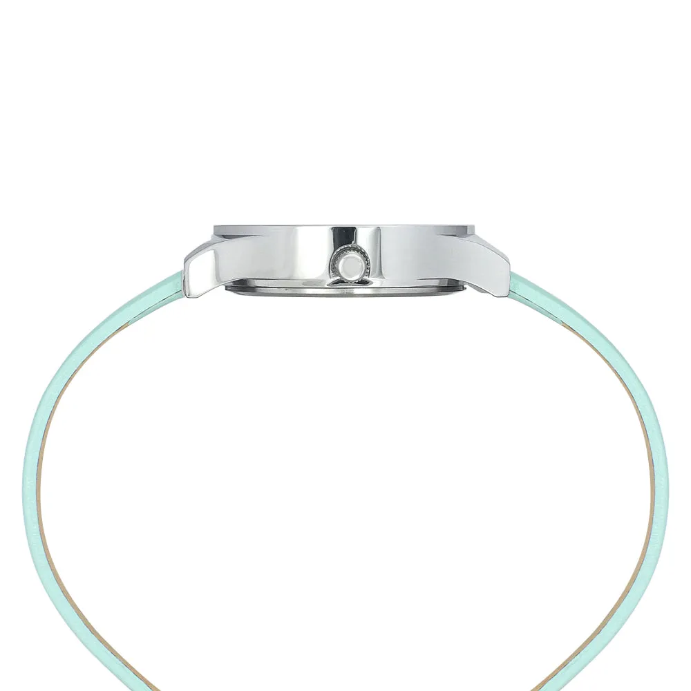 Helix By Timex Green Round Analog Leather Watch Women -TW049HL05