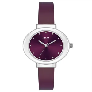 Helix By Timex Maroon Oval Analog Leather Watch Women -TW039HL06