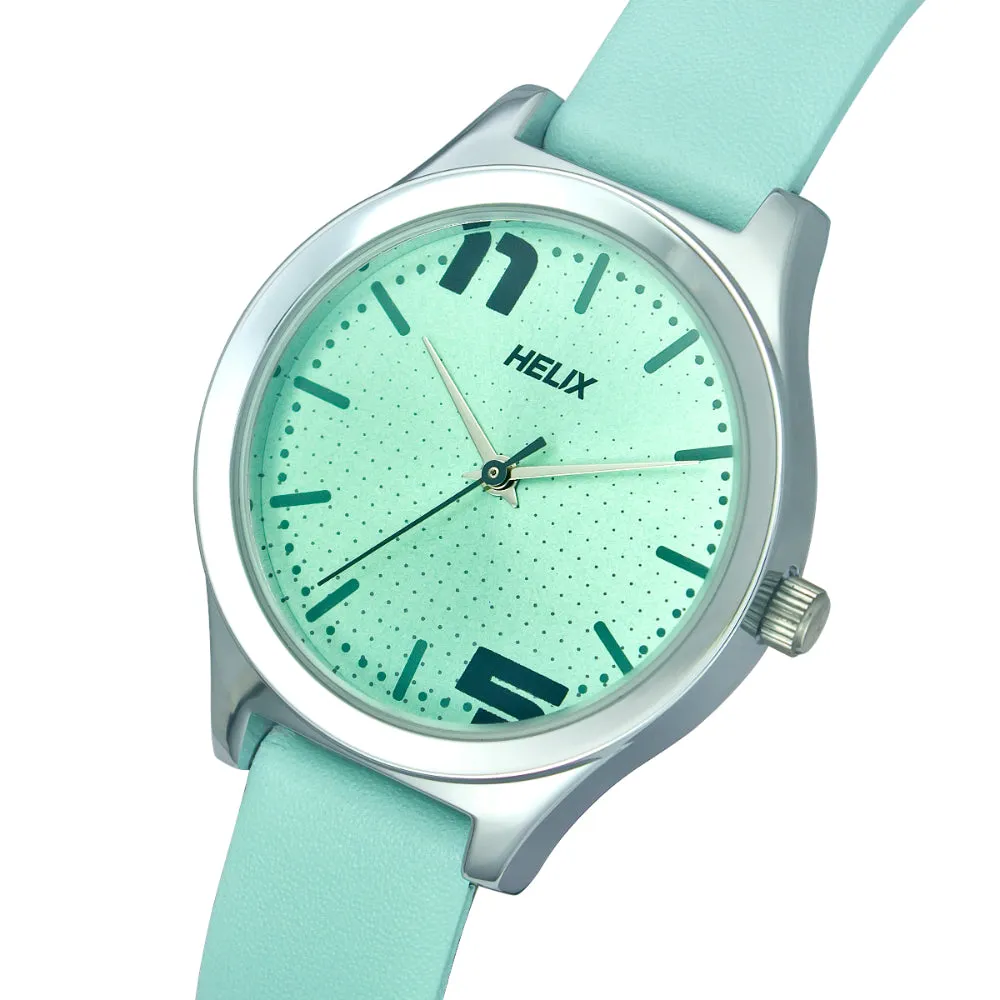 Helix By Timex Mint Round Analog Leather Watch Women -TW049HL01