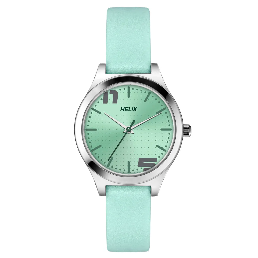 Helix By Timex Mint Round Analog Leather Watch Women -TW049HL01