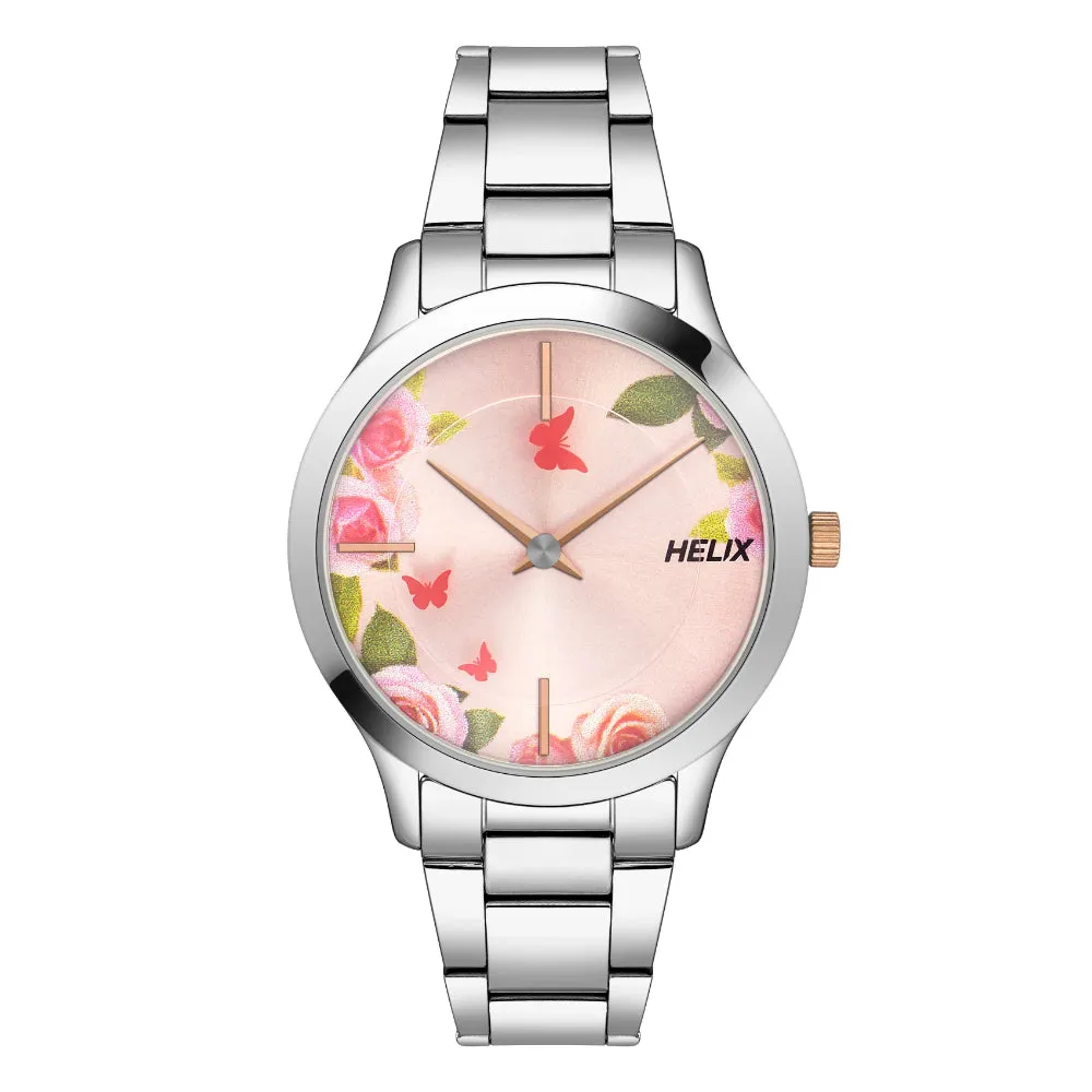 Helix By Timex Pink Round Analog Stainless Steel Watch Women -TW053HL06