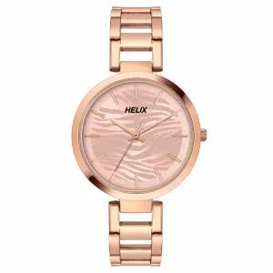 Helix By Timex Rose Gold Round Analog Stainless Steel Watch Women -TW054HL01
