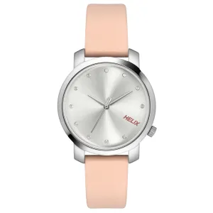 Helix By Timex Silver Round Analog Leather Watch Women -TW032HL32