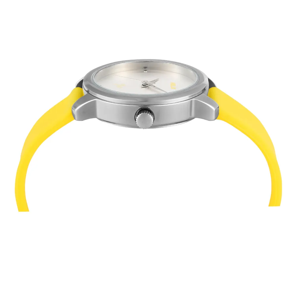 Helix By Timex Silver Round Analog Silicone Watch Women -TW048HL13