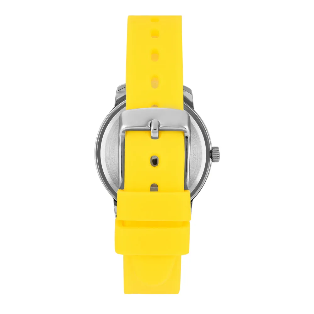 Helix By Timex Silver Round Analog Silicone Watch Women -TW048HL13