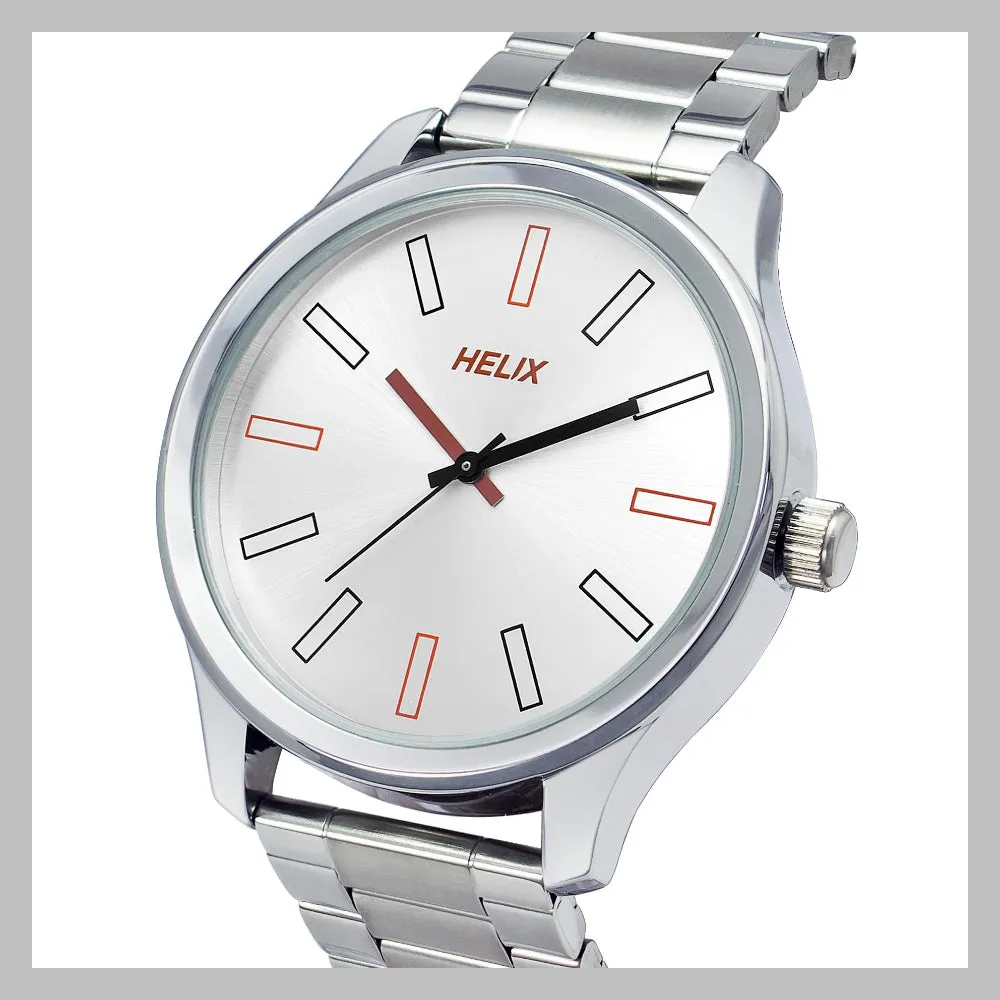Helix By Timex Silver Round Analog Stainless Steel Watch Men -TW043HG05