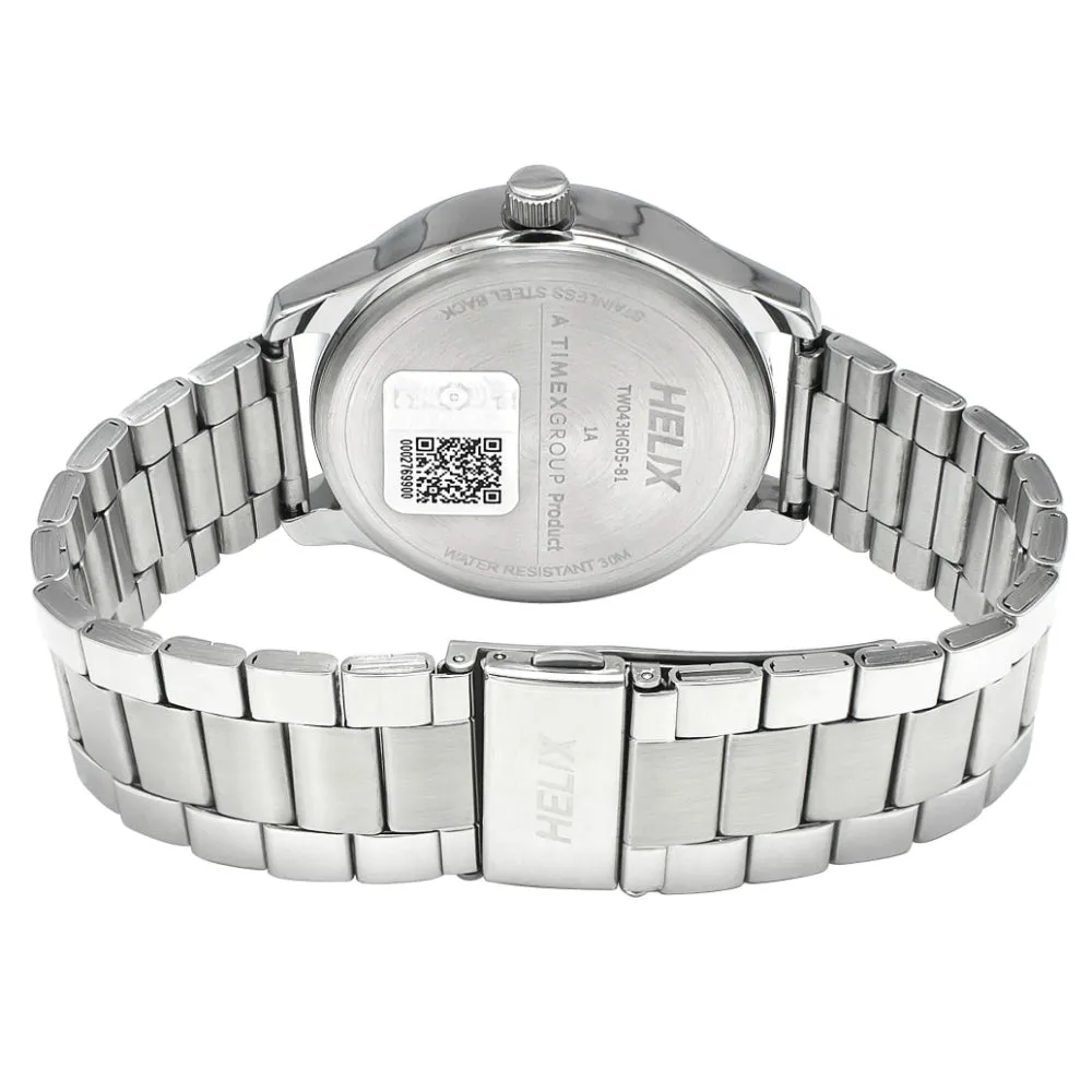 Helix By Timex Silver Round Analog Stainless Steel Watch Men -TW043HG05
