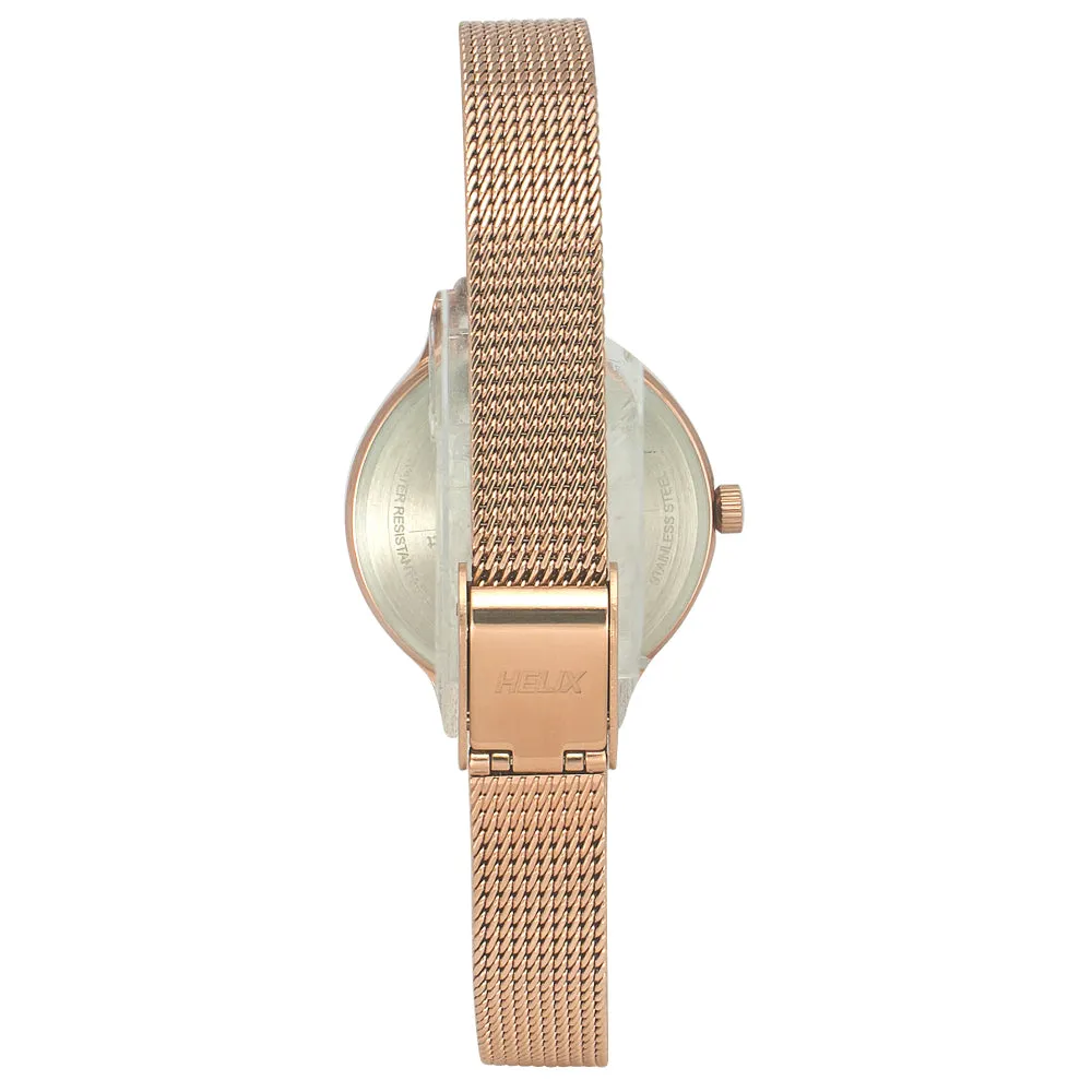 Helix By Timex Silver Round Analog Stainless Steel Watch Women -TW027HL22