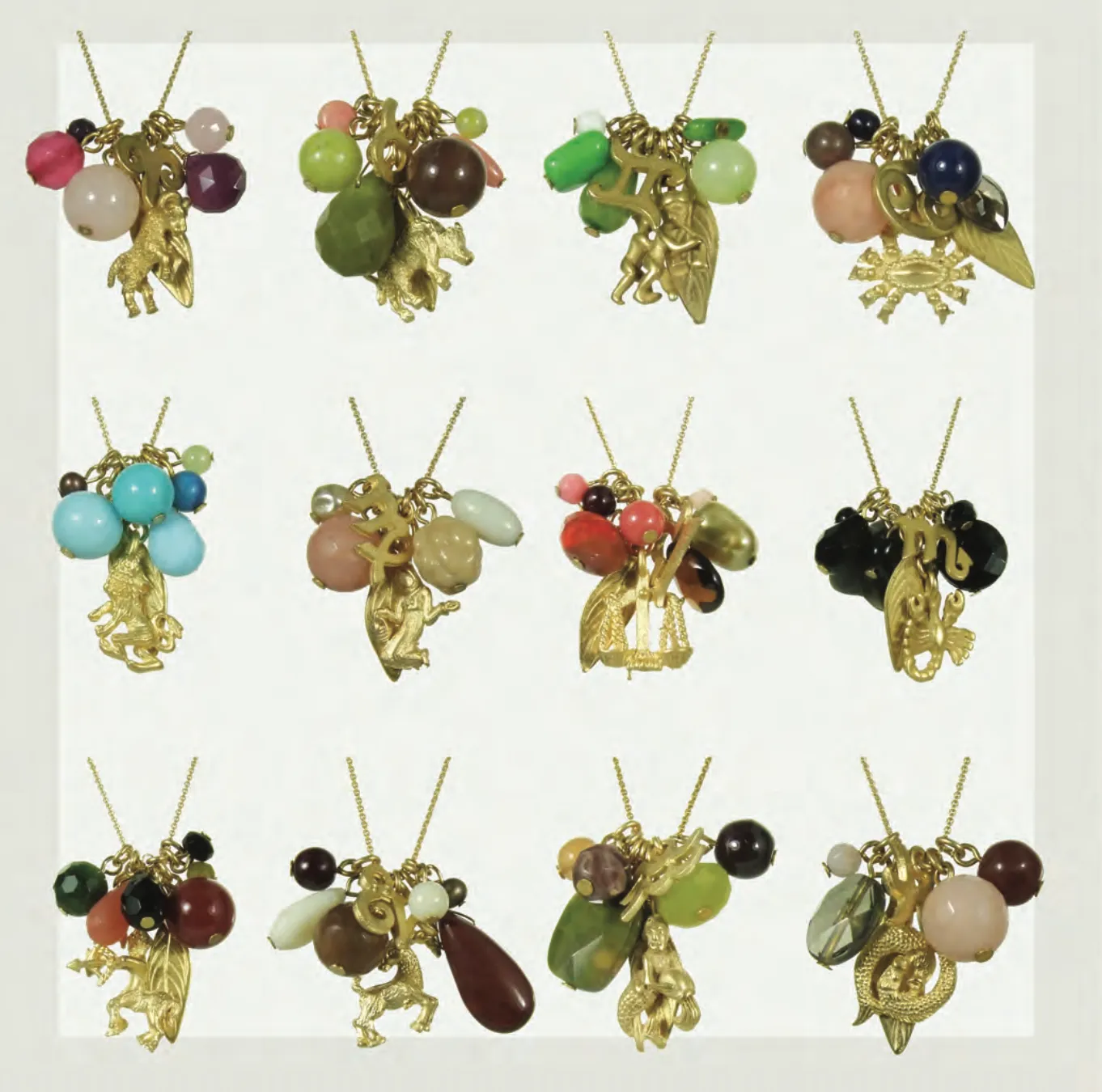 Horoscope Color Cluster Necklaces 12 signs