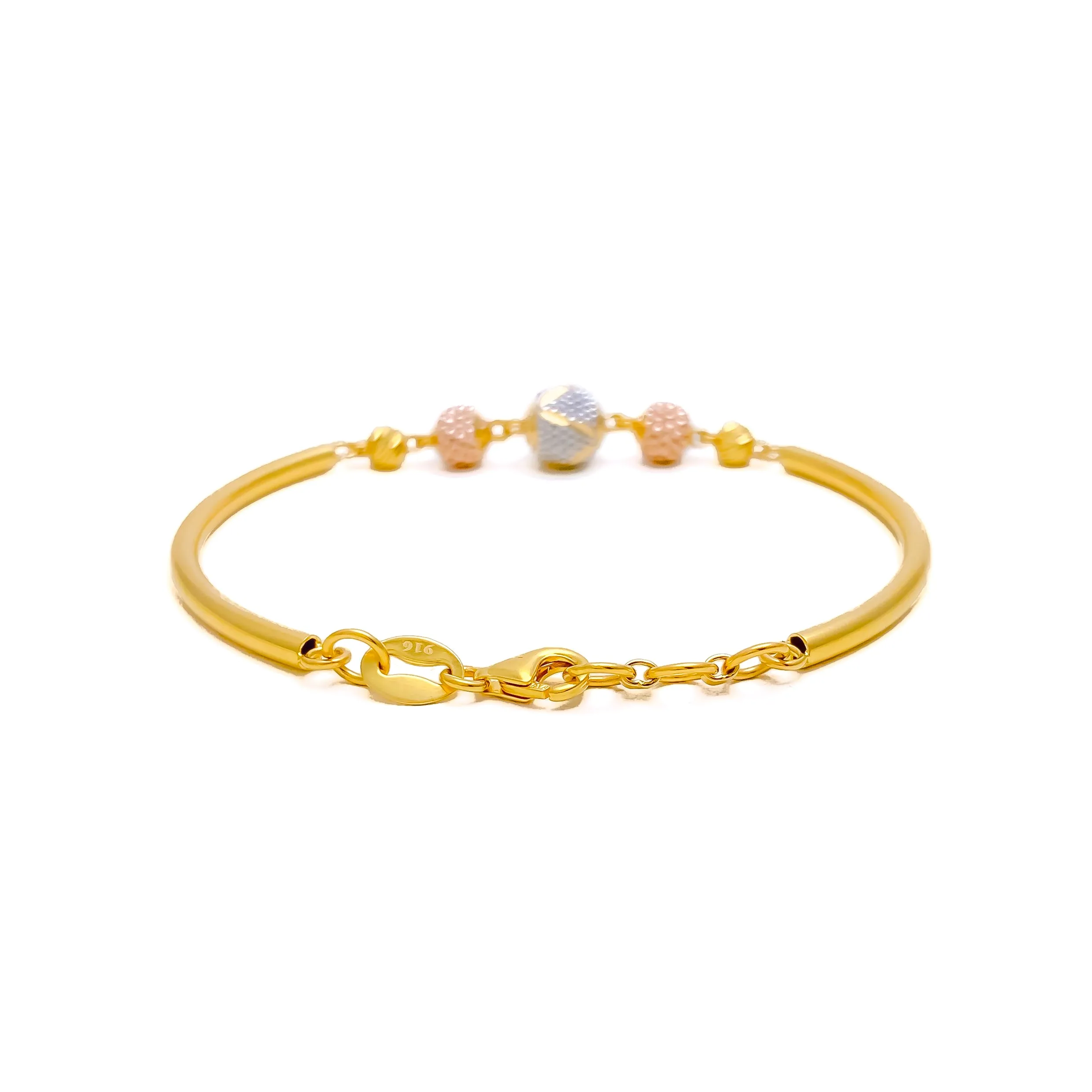 Impeccable Evergreen 22k Gold Orb Flexi Bangle Bracelet