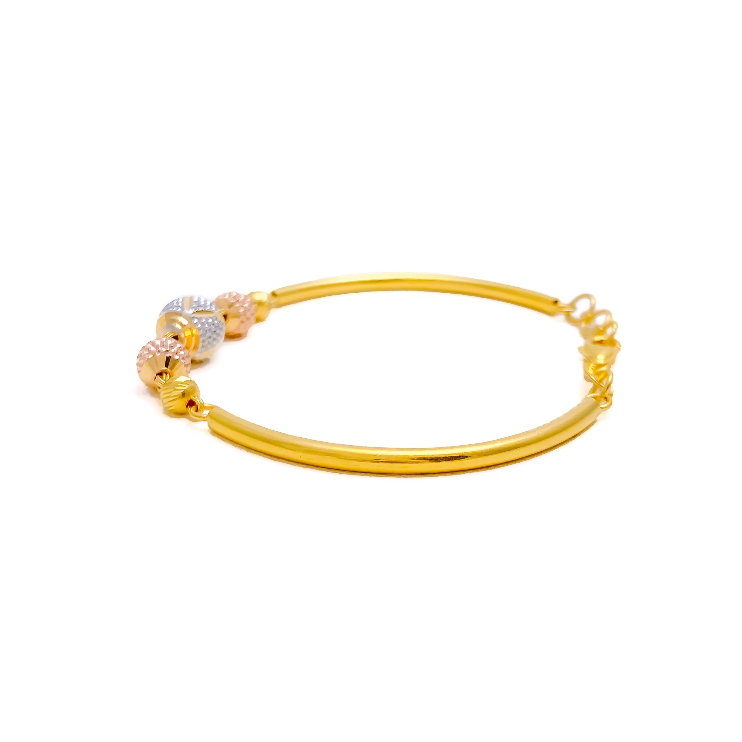 Impeccable Evergreen 22k Gold Orb Flexi Bangle Bracelet