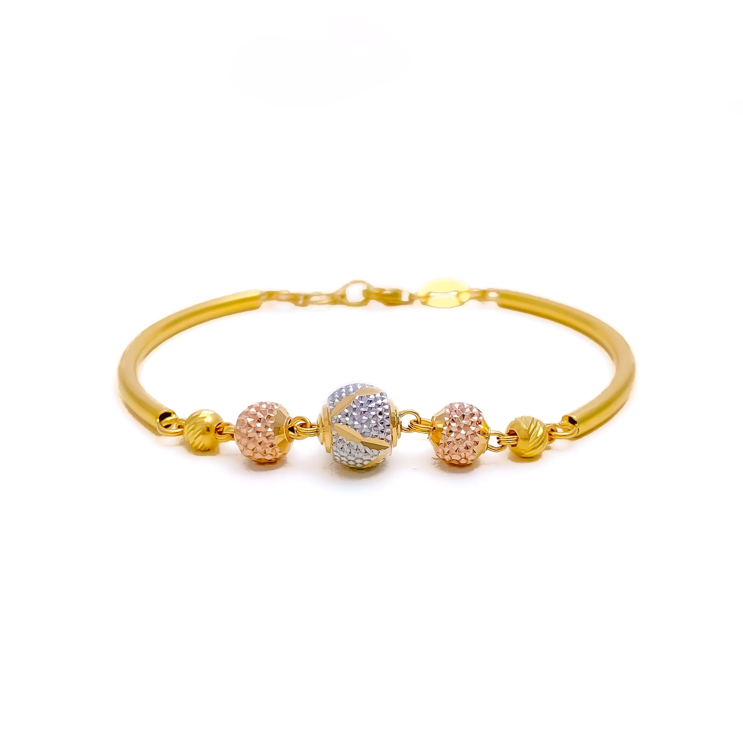 Impeccable Evergreen 22k Gold Orb Flexi Bangle Bracelet