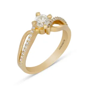 Infinity Yellow Gold Round Diamond Solitaire Engagement Ring