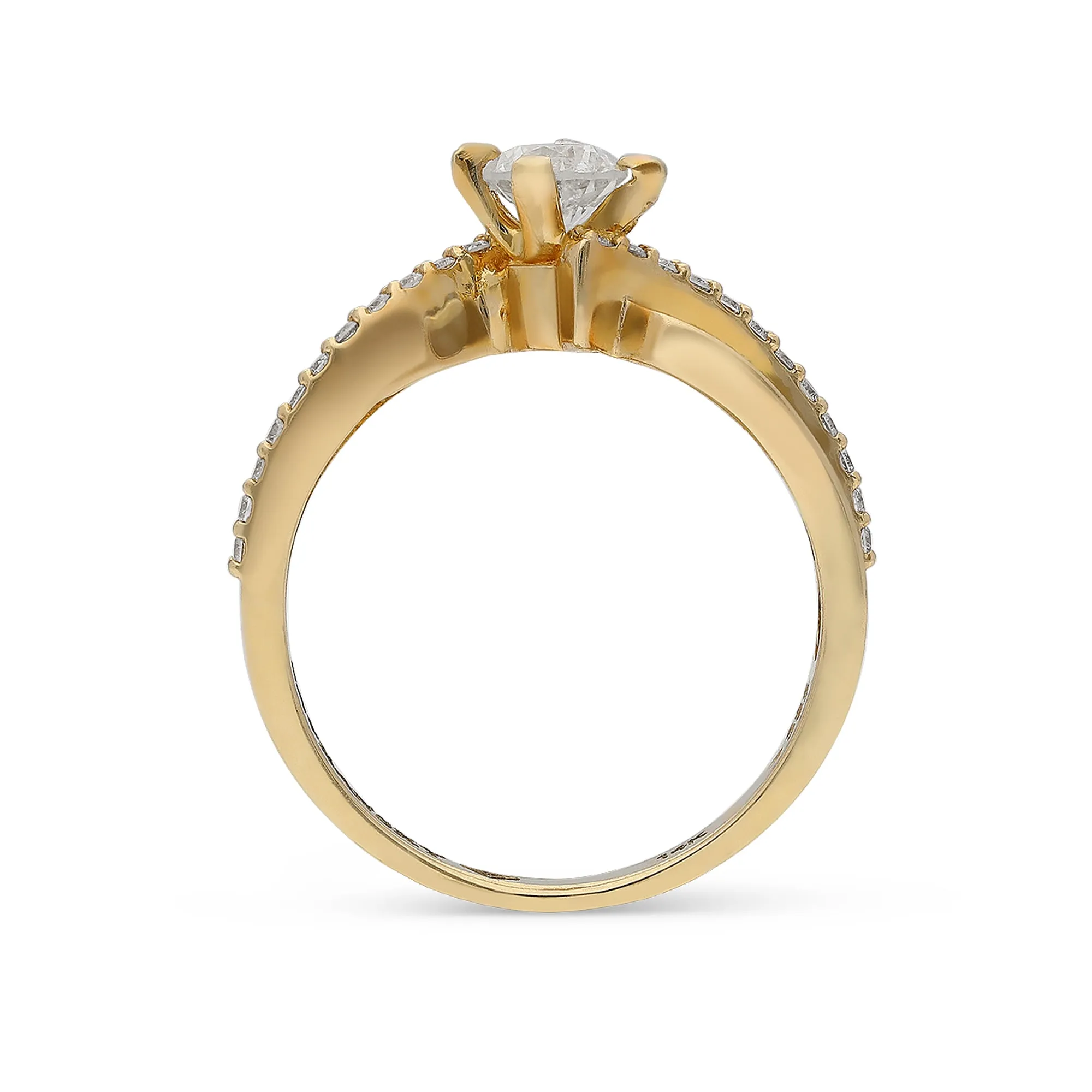 Infinity Yellow Gold Round Diamond Solitaire Engagement Ring