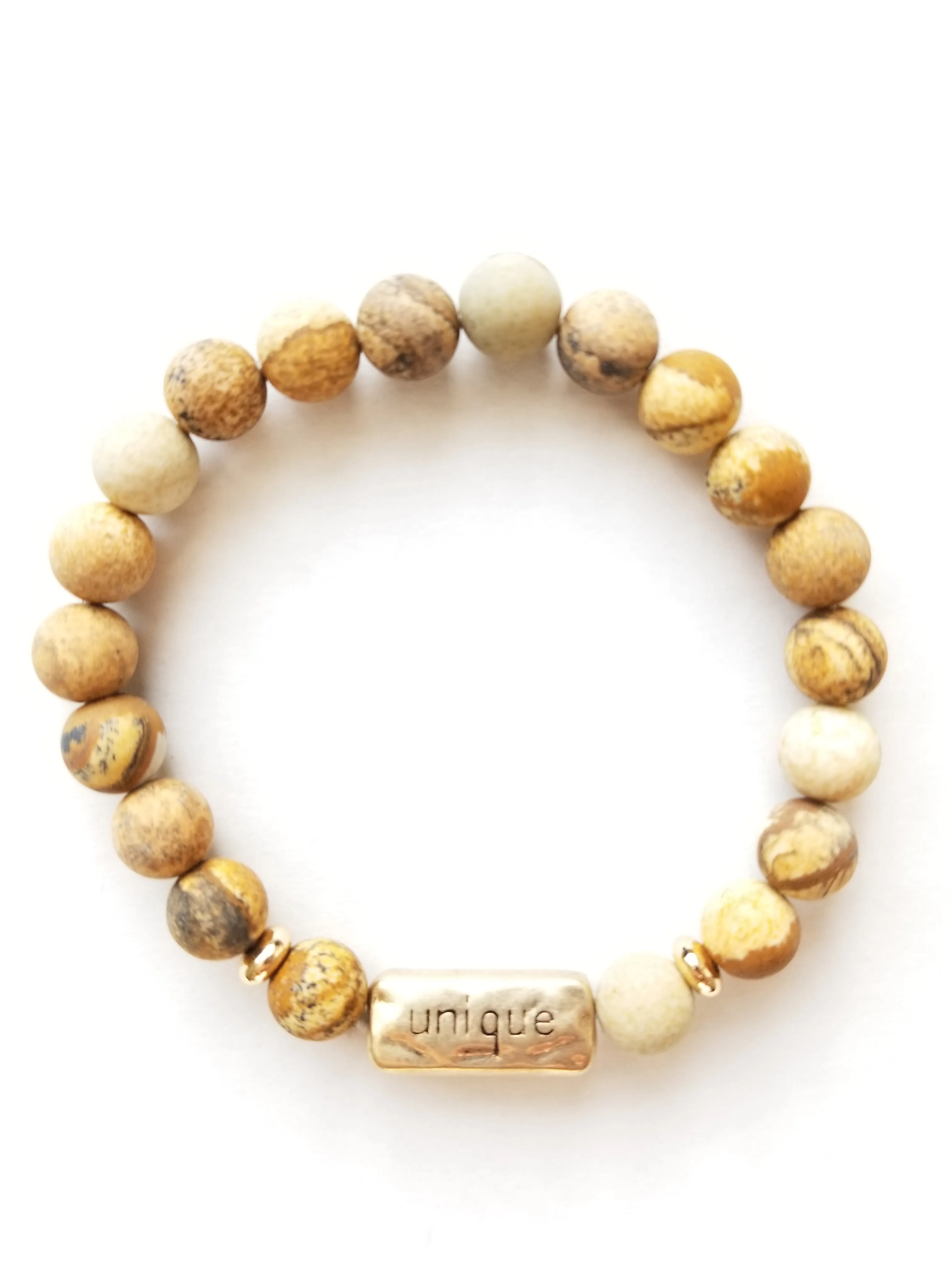 Inspirational Natural Stone Bracelet Engraved Charm