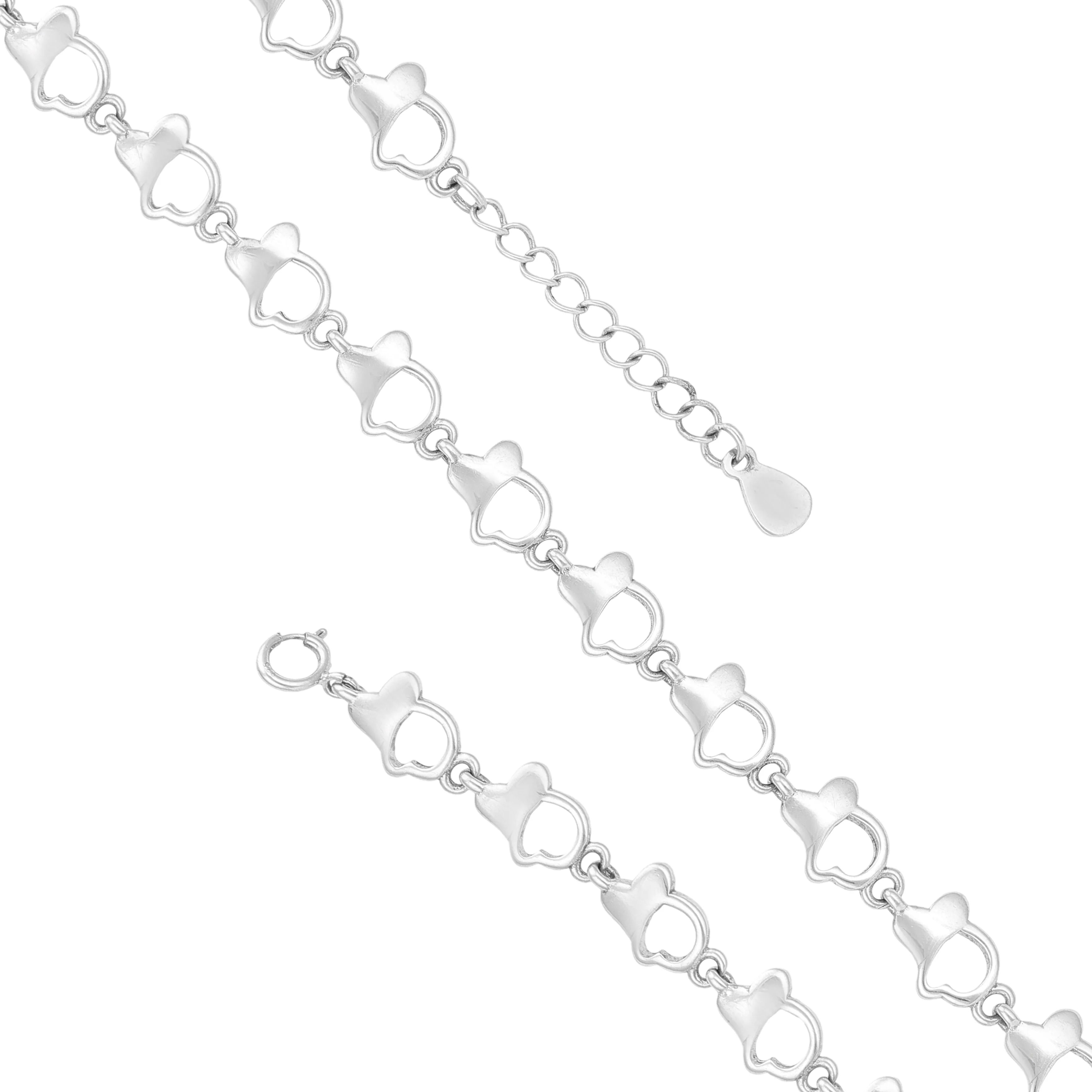 Intertwined Hearts 925 Rhodium Plated Dual Form Bracelets