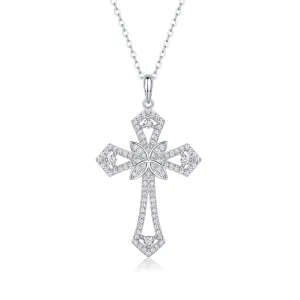 Intricate Full Ice-out Cross Christian Pendant Necklace