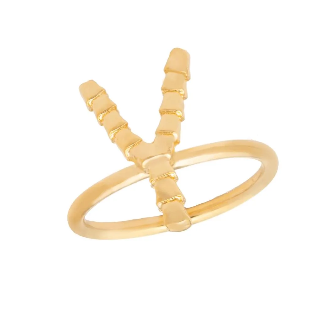 Isiro Gold Vertebrae Letter Ring
