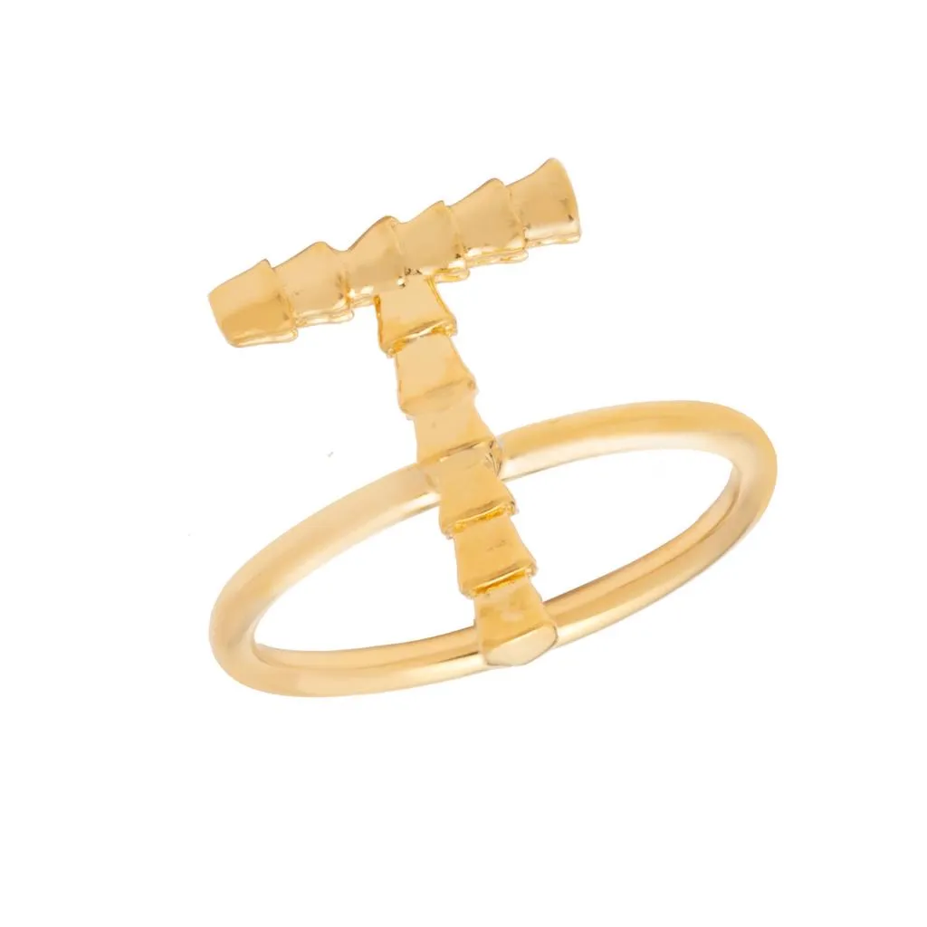 Isiro Gold Vertebrae Letter Ring