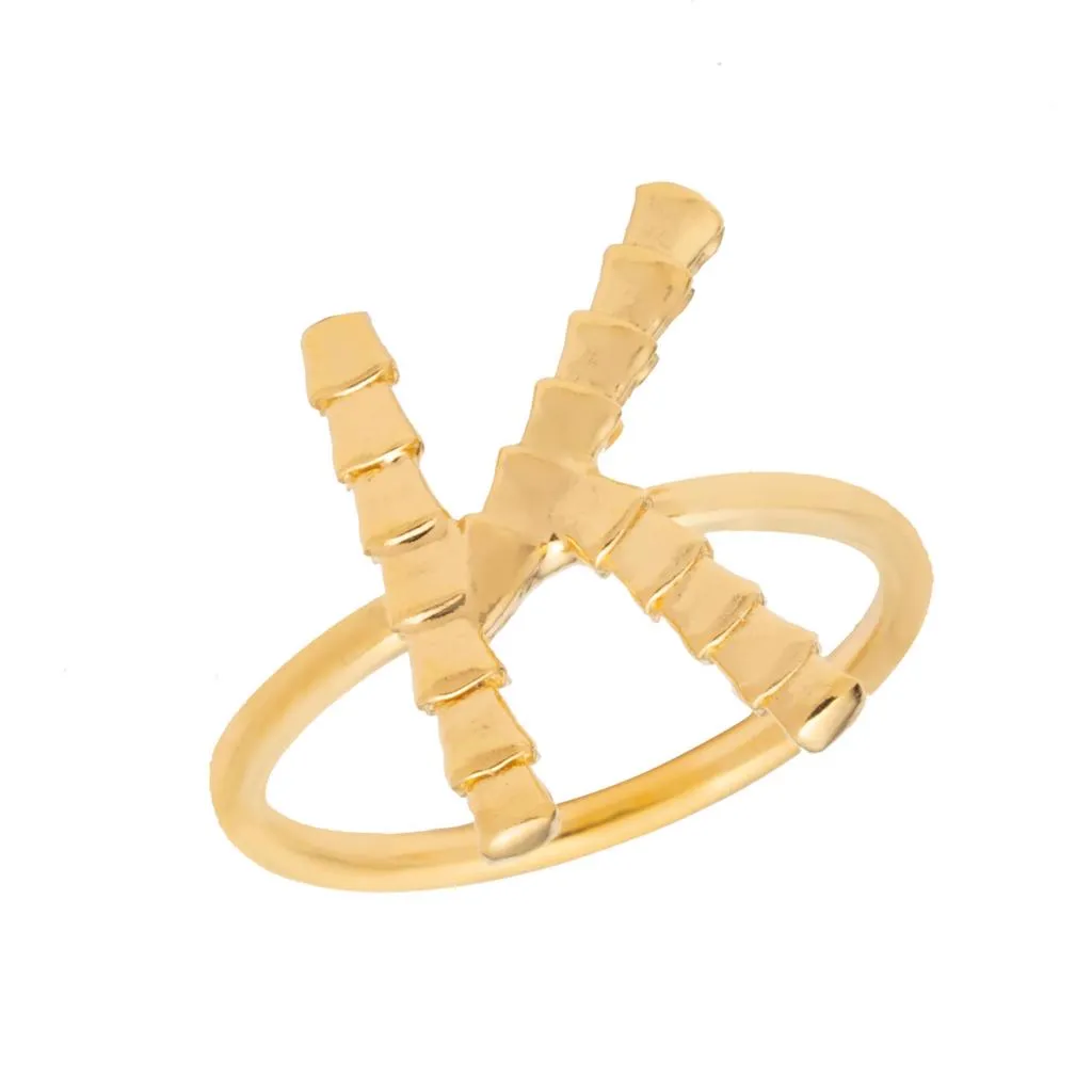 Isiro Gold Vertebrae Letter Ring