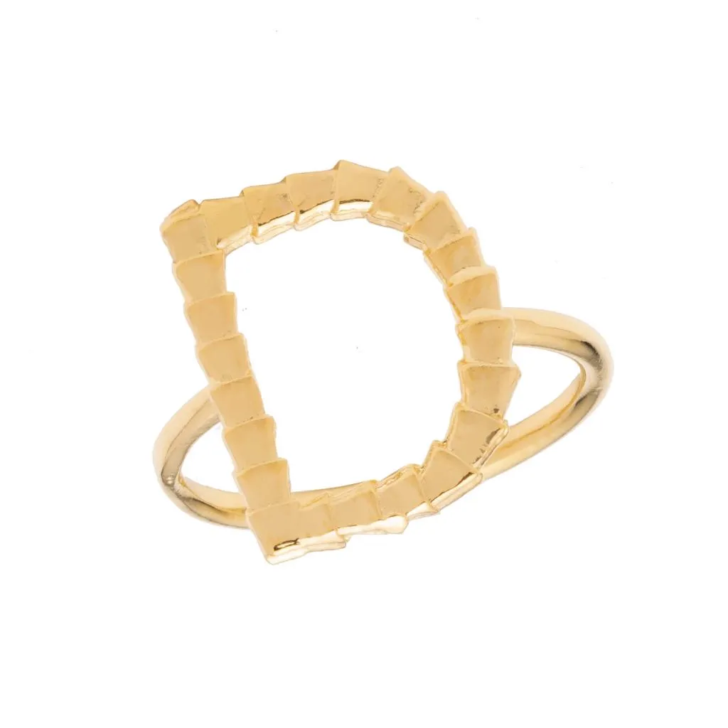 Isiro Gold Vertebrae Letter Ring