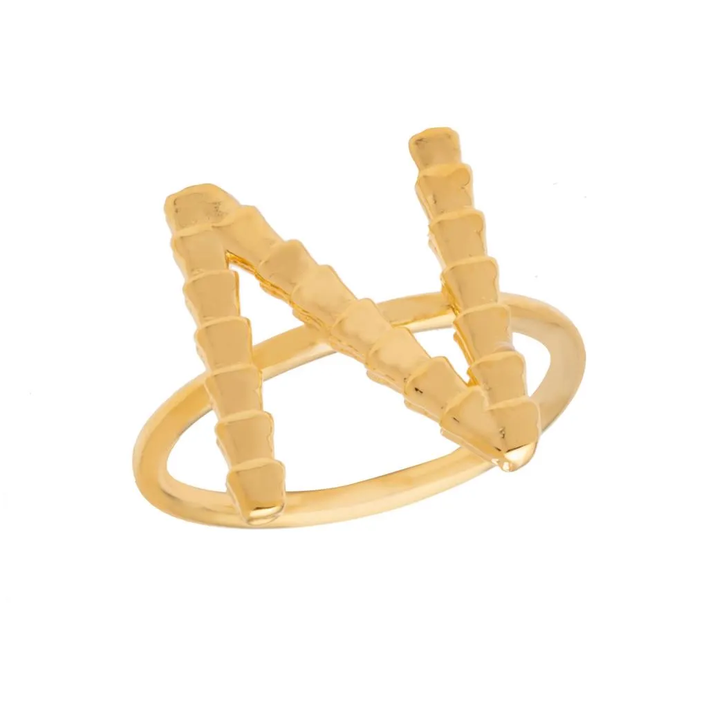 Isiro Gold Vertebrae Letter Ring