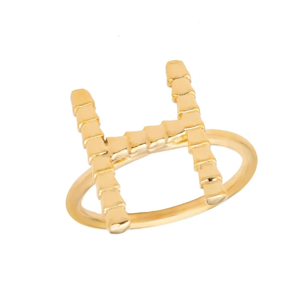 Isiro Gold Vertebrae Letter Ring