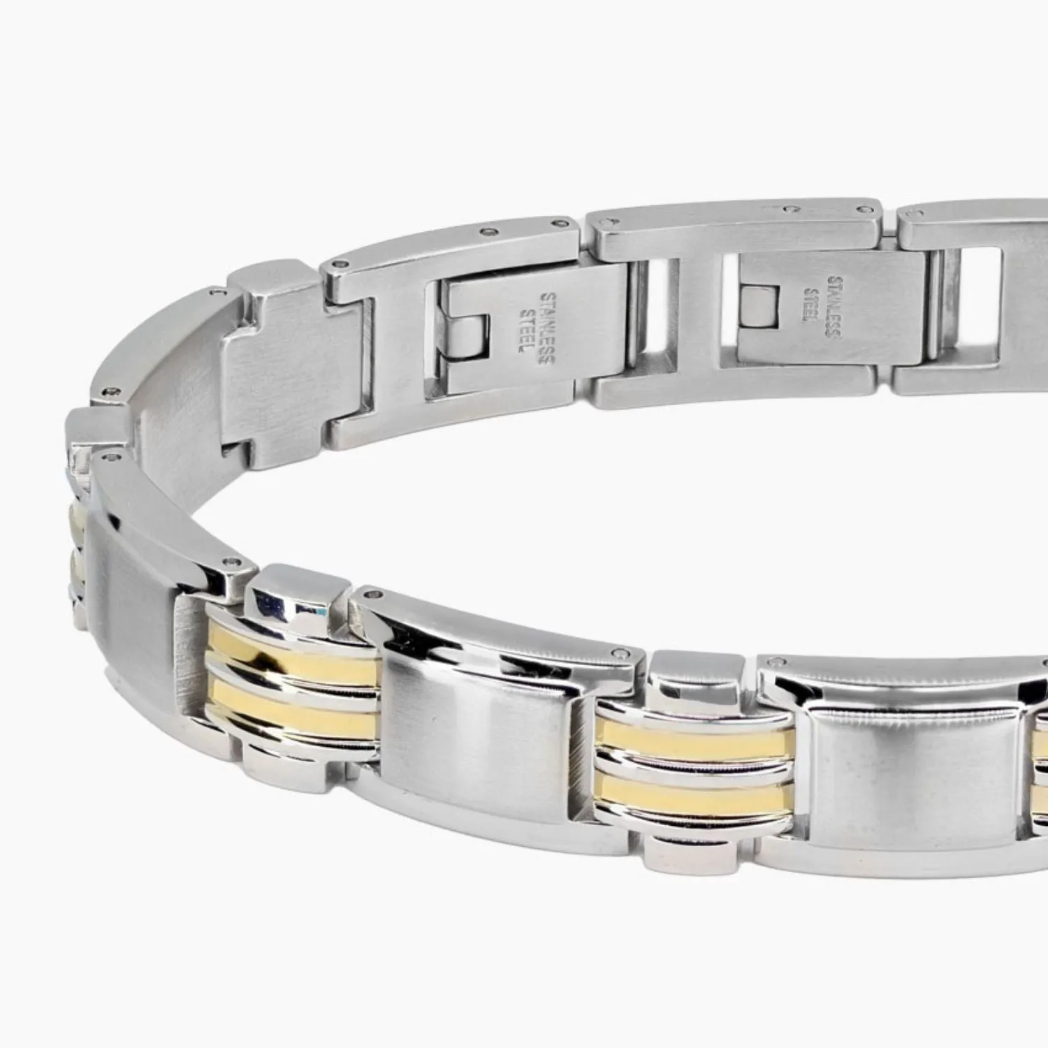 Italgem Stainless Steel and 14k Gold Link Bracelet